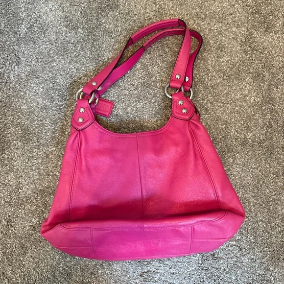 Coach Fuchsia Leather Shoulder Bag - Picture 2 of 6